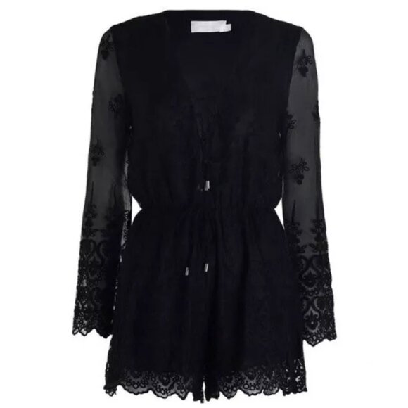 Zimmermann Lucia Silk Embroidered Romper Black S0 b35E - Picture 3 of 9